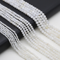 Natural Moonstone Beads Faceted Round White Agates Loose Spacer Beaded for Making DIY Jewerly Bracelet Necklace Accessories