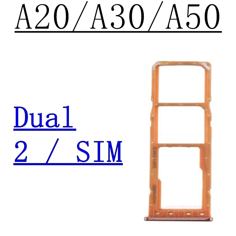 Dual Single Chip SIM Card Tray For Samsung Galaxy A20 A205F A205U A30 A305F A50 A505F Phone SIM1 + SIM2 Card Tray Part - view 4