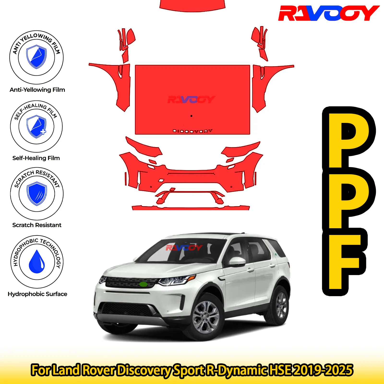 

For Land Rover Discovery Sport R-Dynamic HSE 2019-2025 Glossy Matte Black Precut front PPF Kit Paint Protection Film
