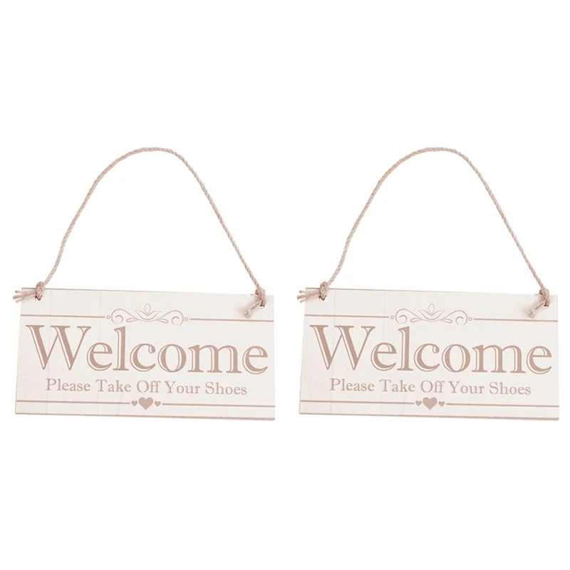 AB46-2X Welcome Please Take Off Your Shoes Hanging Plaque Sign House Porch Decor Gift