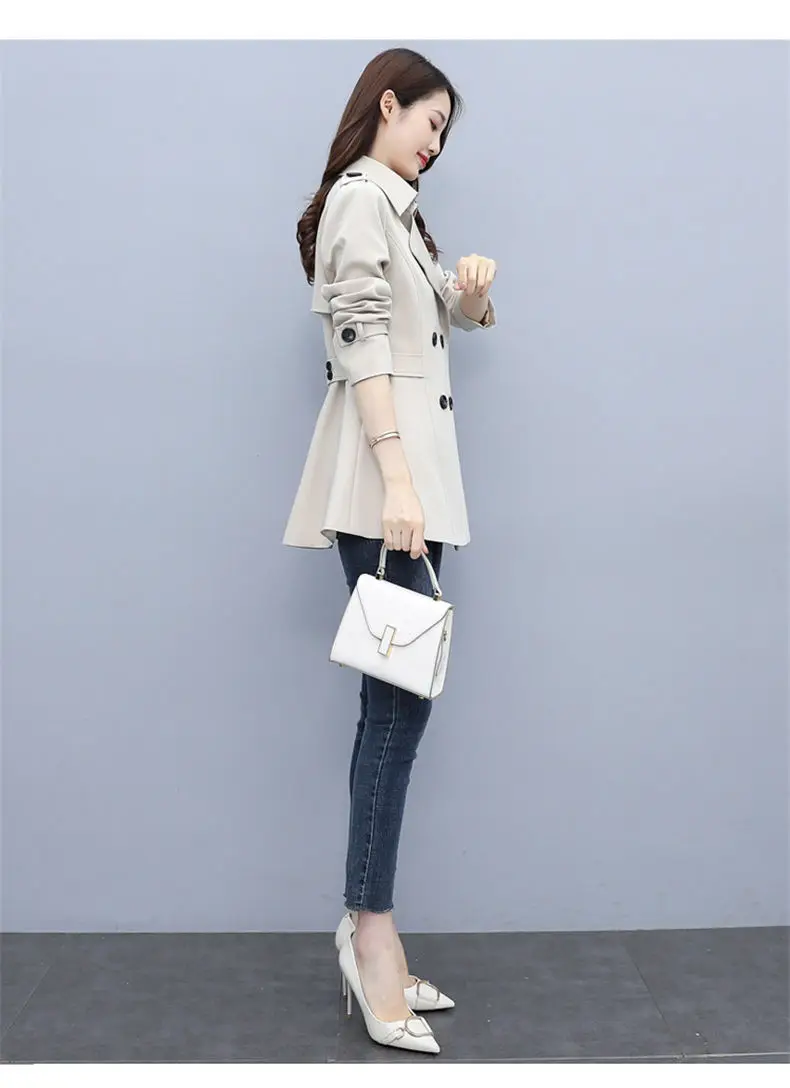 2024 New Spring Autumn Trench Coat Female Korean Double Breasted Mid Long Women Windbreaker Casual Ladies Outerwear Tops B537