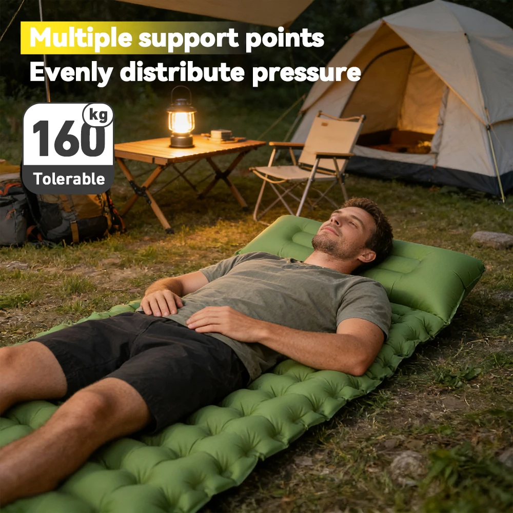 Self-inflating Camping air Cushion Foot Pump TPU Soft Lightweight Sleep Pad Folding Sleep Pad Hiking and Outdoor Camping air Bed