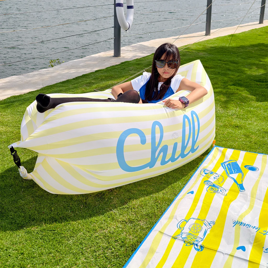 Customized pattern outdoor camping, lazy inflatable air, single and double household portable camping music festival