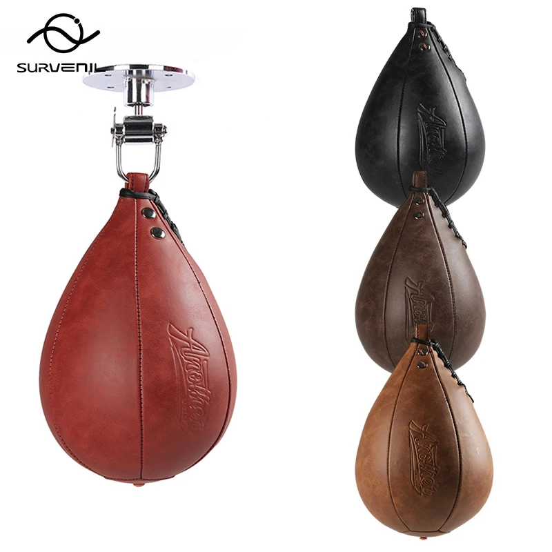 Saco de boxe de treinamento Speed Ball de couro MMA Muay Thai 360 °   Ginásio giratório de perfuração Dodge Ball Fighter Speedball resistente