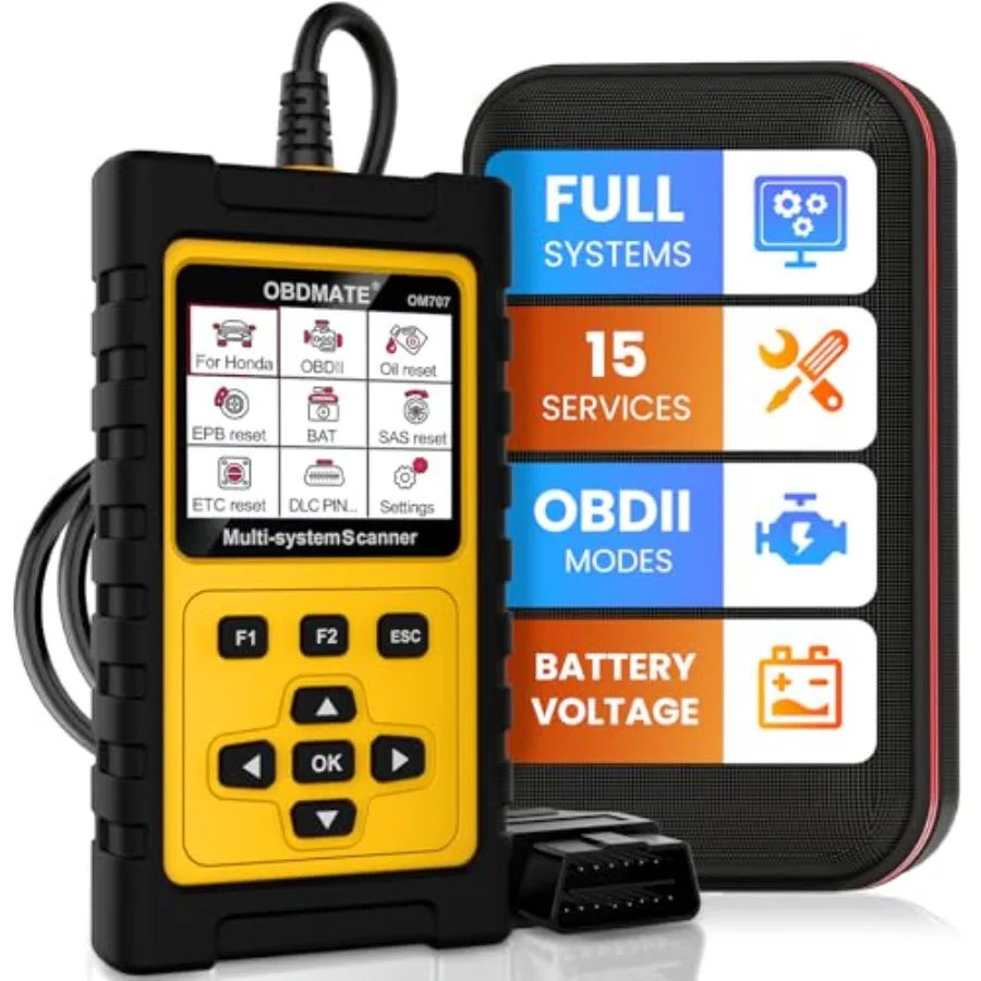 

OBD2 Scanner for Honda Acura: Full Systems Diagnostic Tool with 15 Reset Services, Auto VIN, Battery Test, One-Key I/M Readines