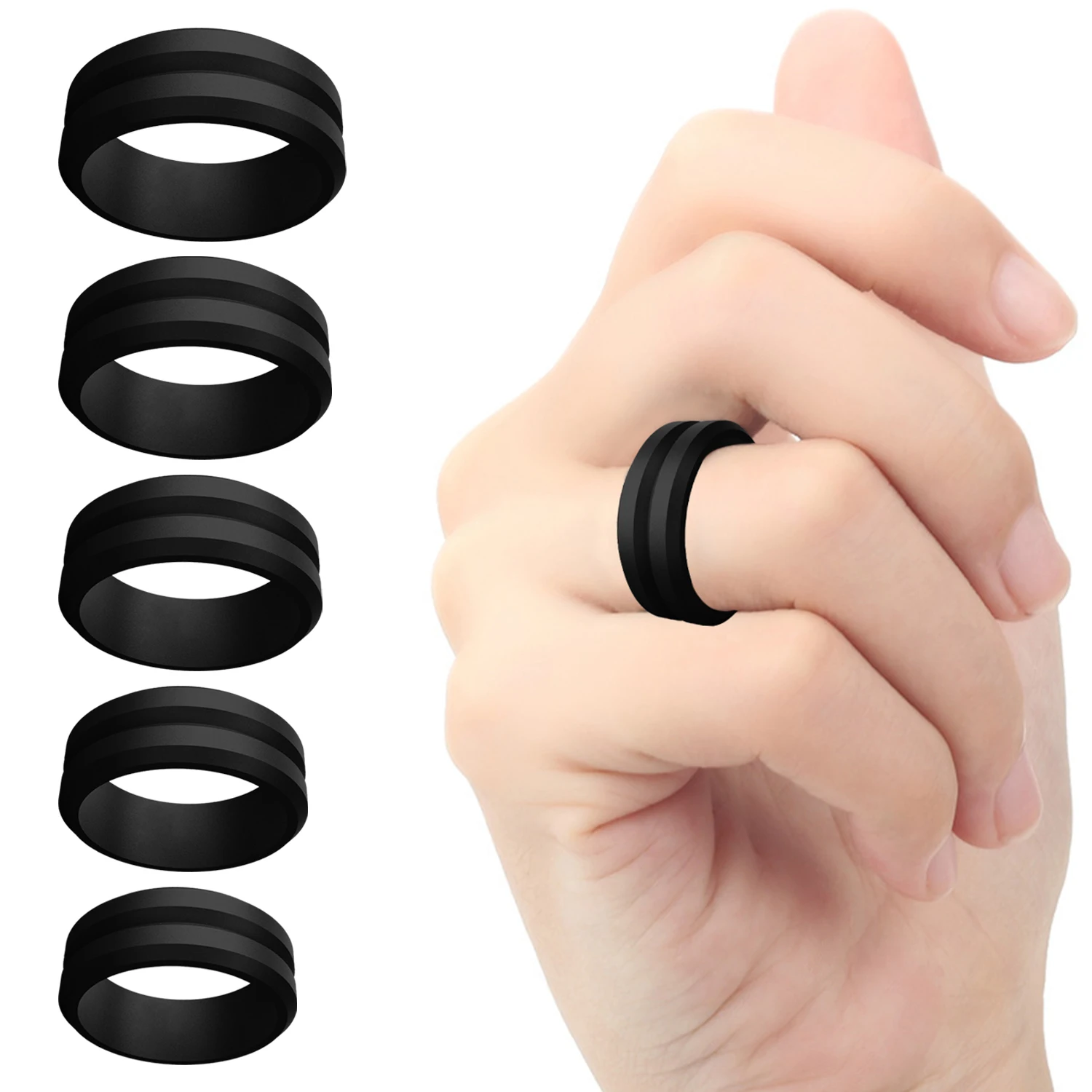 1PC V-shaped 8MM Silicone Rings Men Women Lightweight Silicone Finger Ring For Wedding Rubber Bands Outdoor Running Jewelry image 3