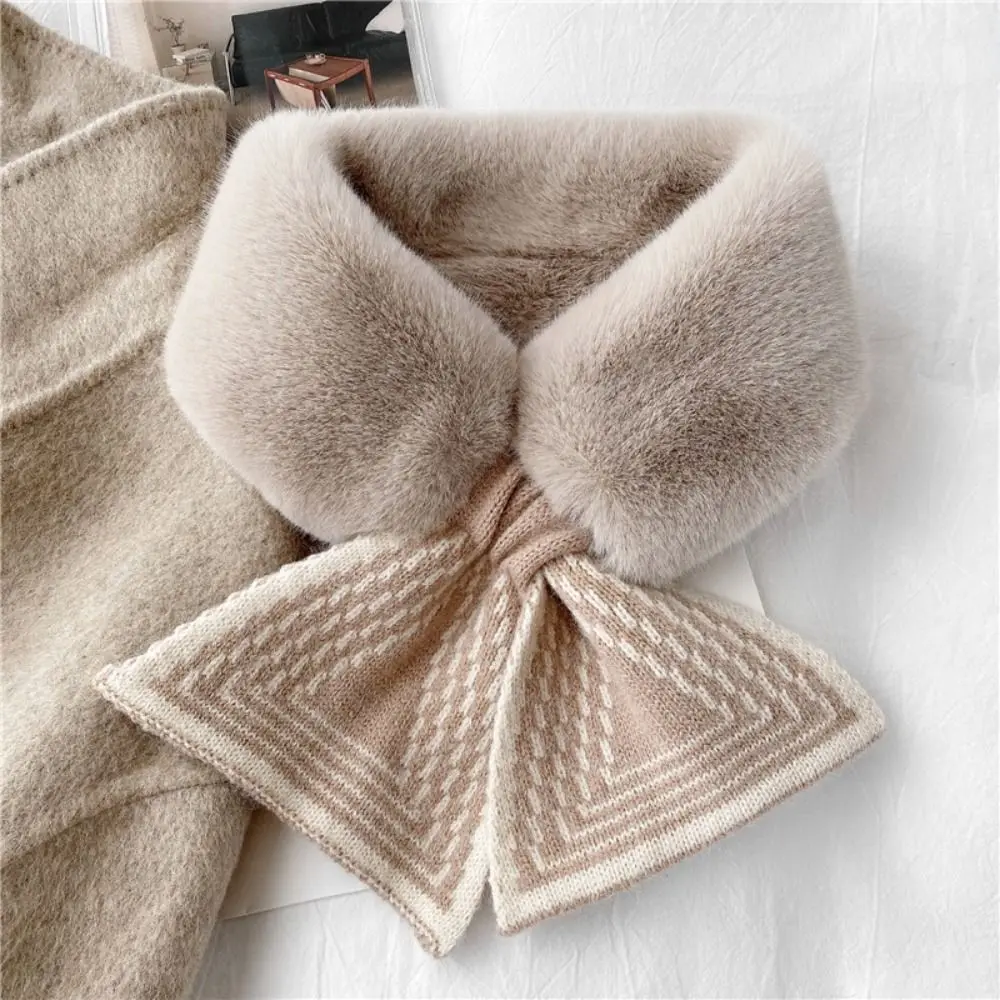 

Fashion Accessory Faux Rabbit Fur Neck Scarf Solid Color Thicken Scarf Warm Fur Collar Cold Weather