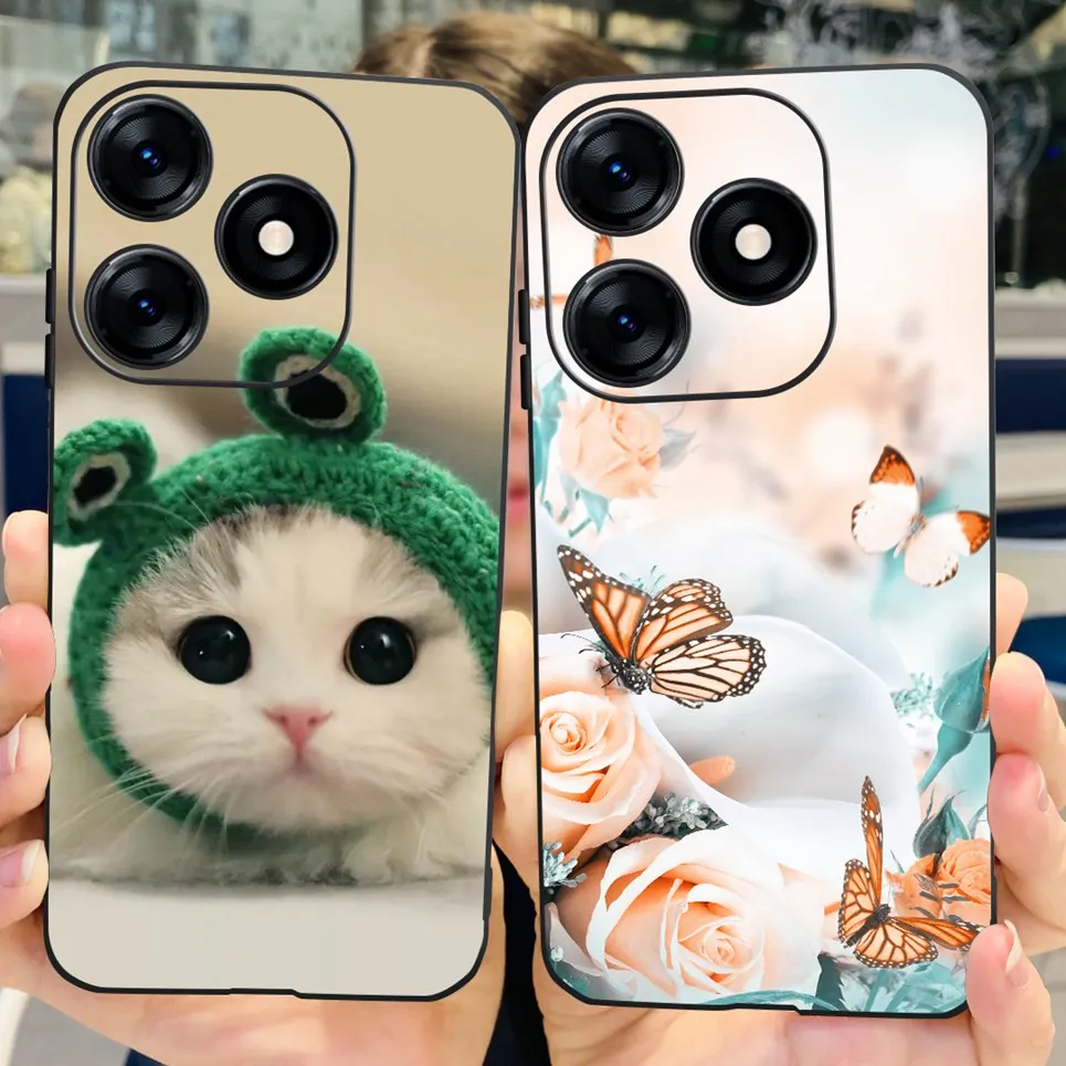 حافظة زهور لهاتف Tecno Spark 10 Pro Spark10 10c Coque Fundas غلاف رسم أسود ناعم غير لامع لحقيبة Tecno Spark 10c 10Pro #2