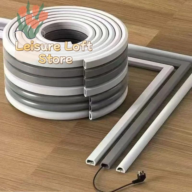 PVC Cable Trunking Self Adhesive Backing Dustproof Durable Cord Hider for Home Office Bedroom Wire Management