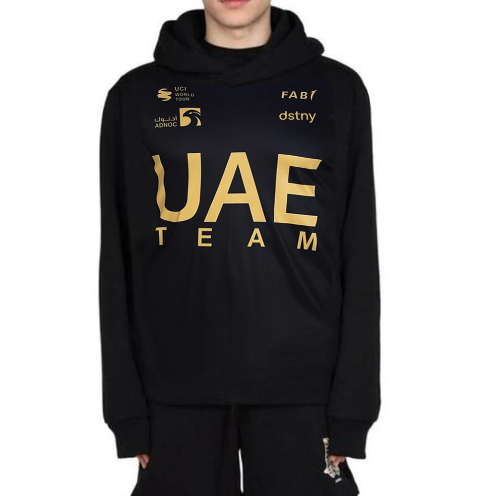 Men Women 2024 Fashion Hoodies UAE TEAM Quick Dry Gold Hoodies Spring Casual Black Sweatshirt Sportswear