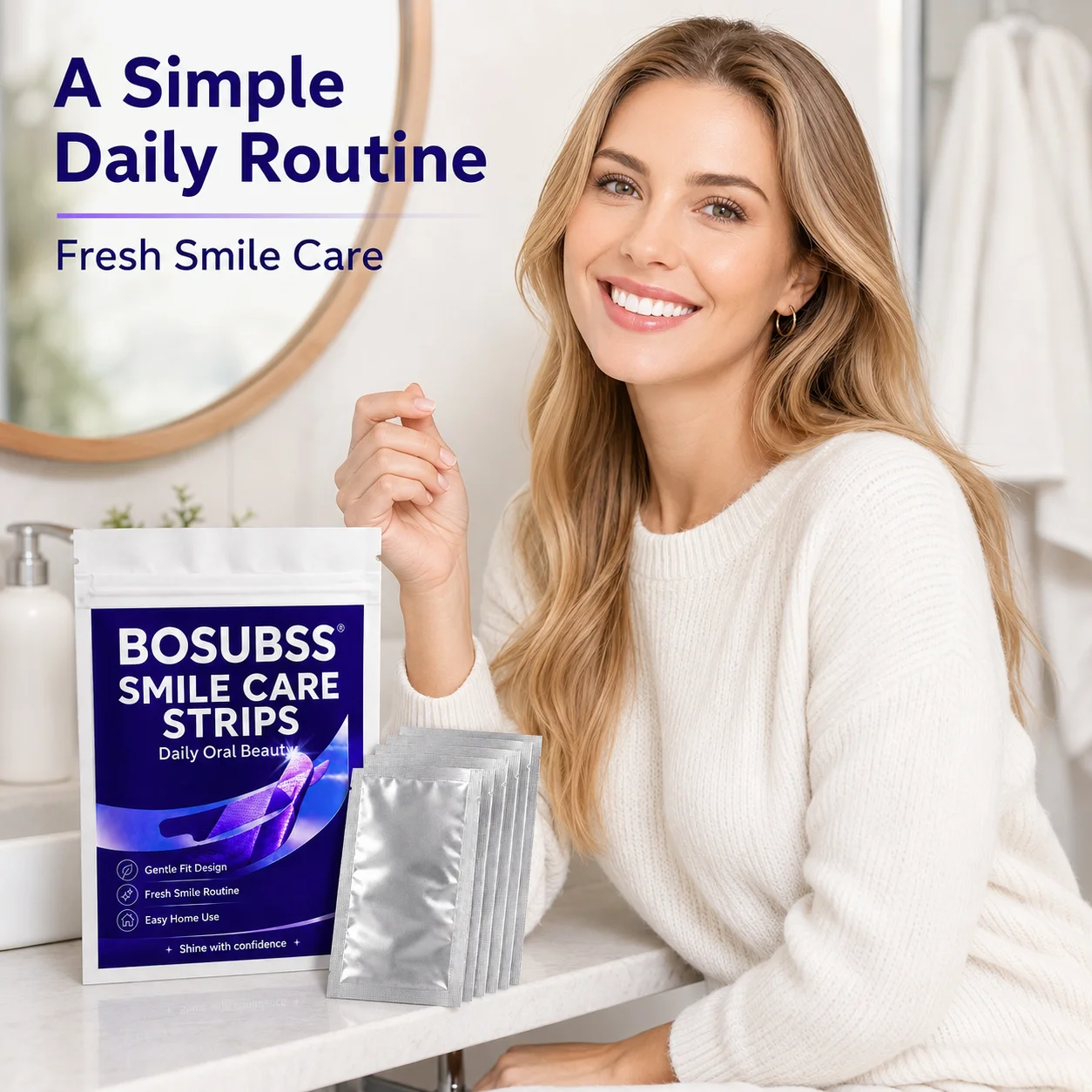 2 PAARE/4 Stück Lila Smile Care Streifen, Tägliche Zahnpflege-Streifen für ein frisches Lächeln, sanfte Passform, einfache Anwendung zu Hause – Detail 7