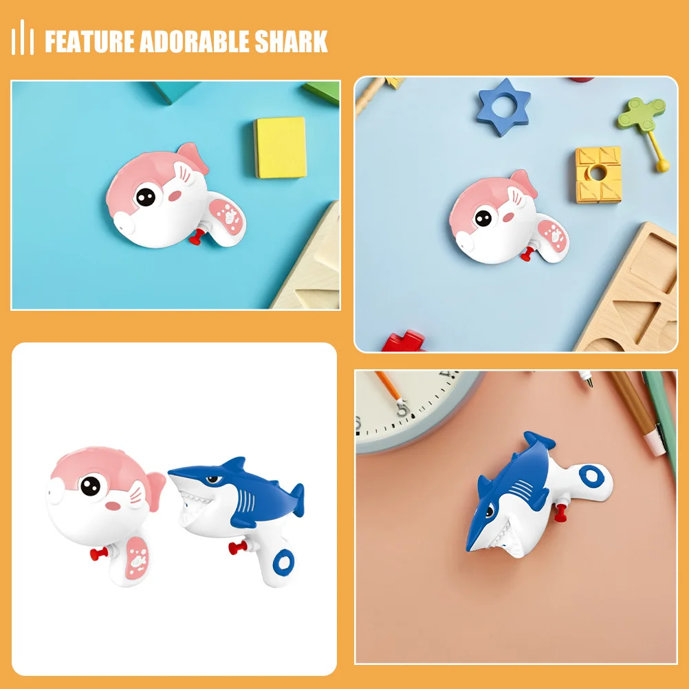 2 قطعة بنادق المياه المنتفخة القرش لطيف الحيوان الصيف شاطئ بركة حفلة معتادرة في الهواء الطلق لعب المياه كول الاطفال متعة البلاستيك حيوانات البحر #2