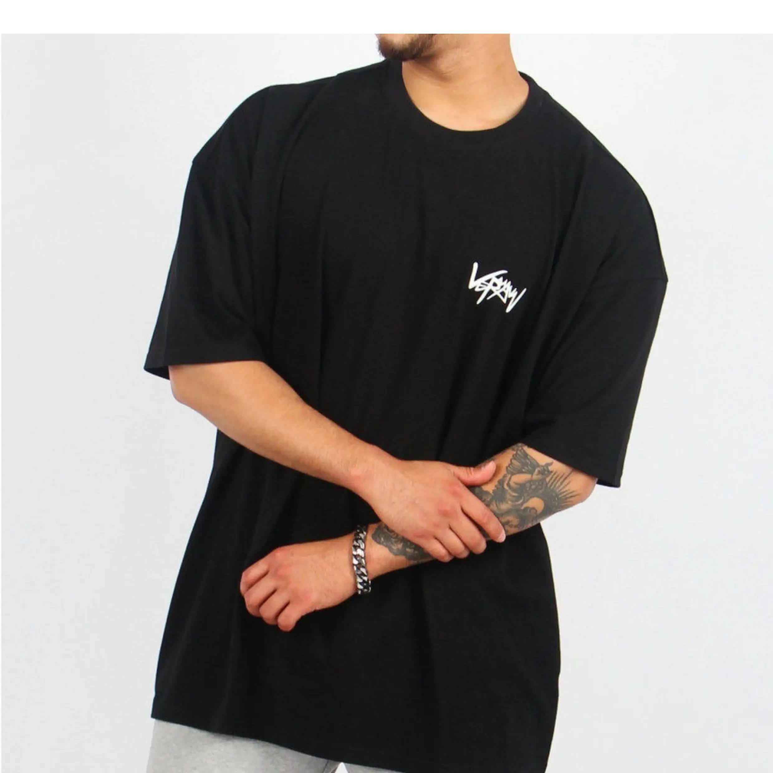 New 2026 GYM Fitness Loose Short Sleeve Heavy Cotton Simple Weight Iron Breathable Large Size Shoulder Round Collar Summer