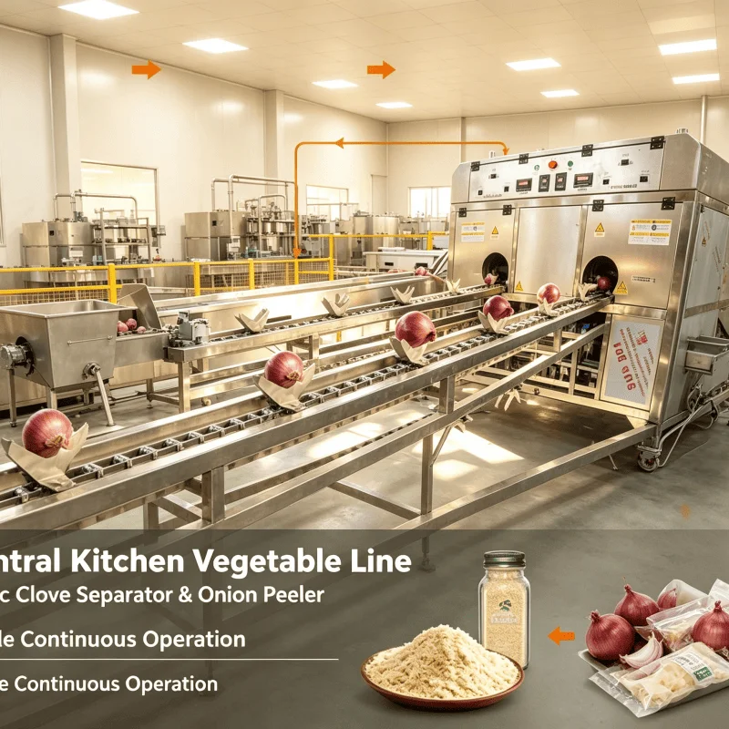 Dehydrated Vegetable Processing Line Automatic Garlic Onion Peeling Sorting Machine For Powder Making Customized
