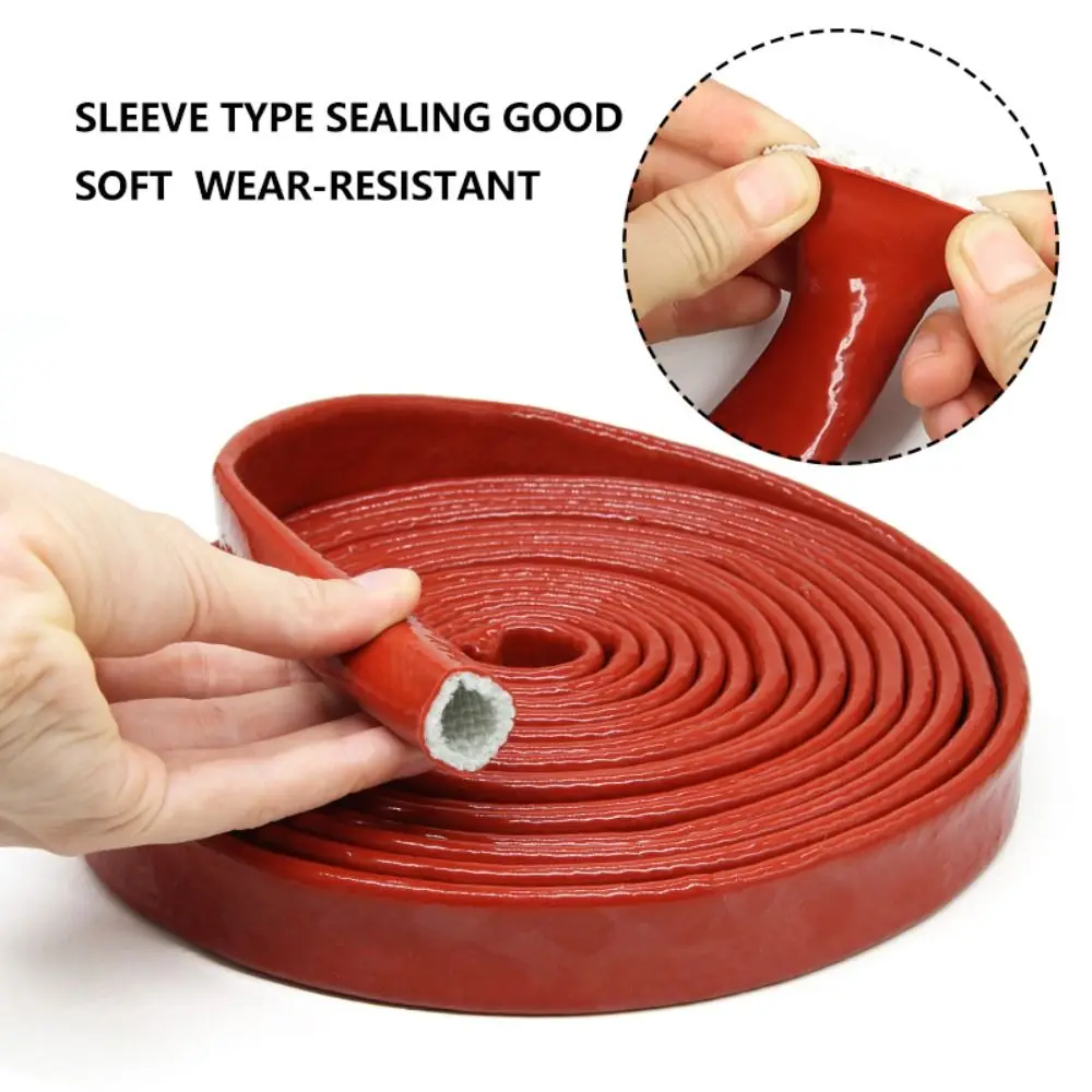 1M Silicone Coated Insulation Heat Shielded Heat Protection Fiberglass Fire Retardant Casing Pipe Thicken Fire Thermo Armor Tube