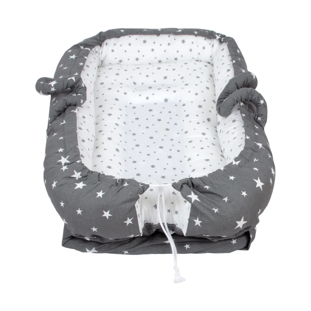 Dark Gray Color Star Pattern Mother So Baby Reflux Bed
