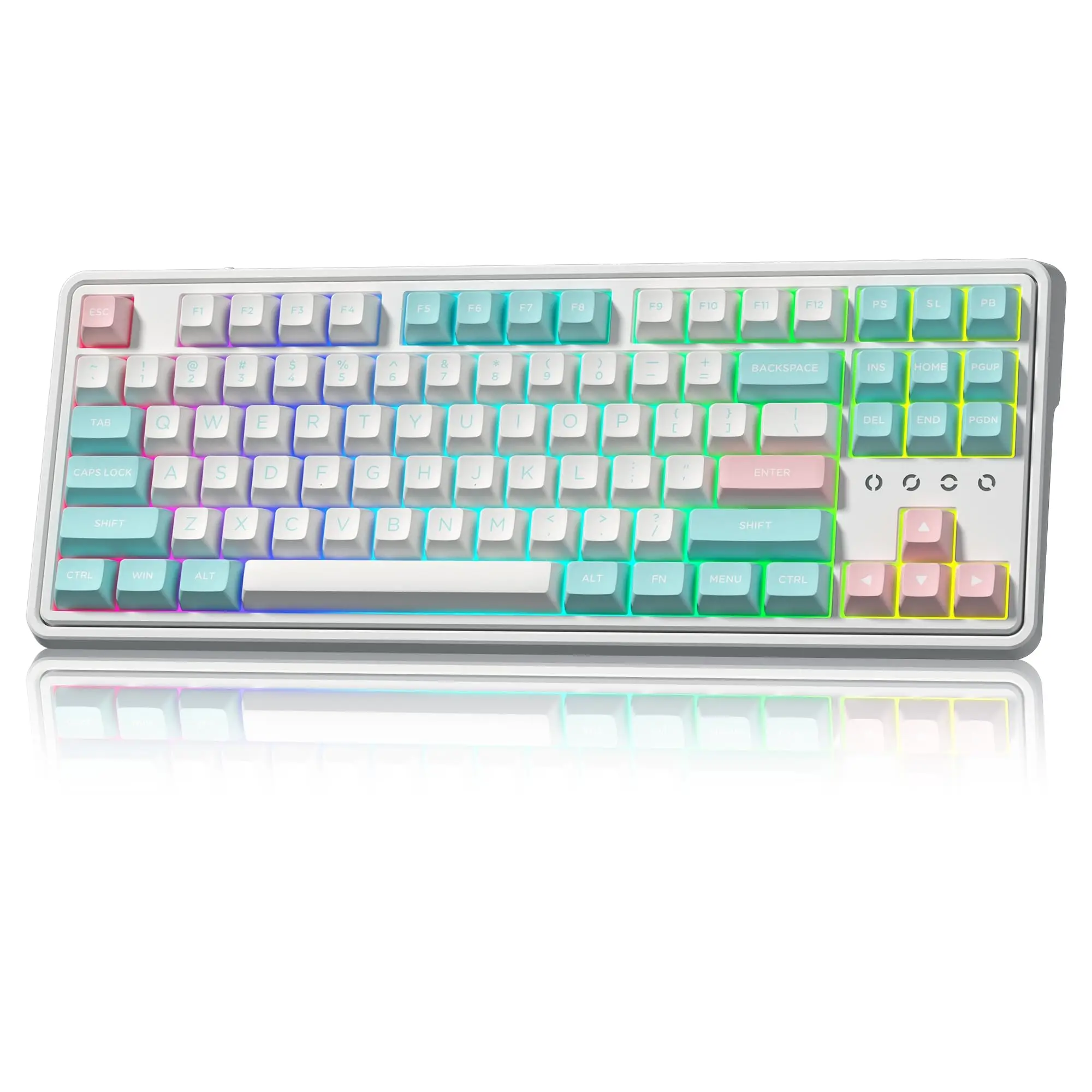 

Fl-ESPORT CMK87 Marshmallow 80% TKL Трехрежимная беспроводная механическая игровая клавиатура Bluetooth с возможностью горячей замены, пружинная прокладка, установленная