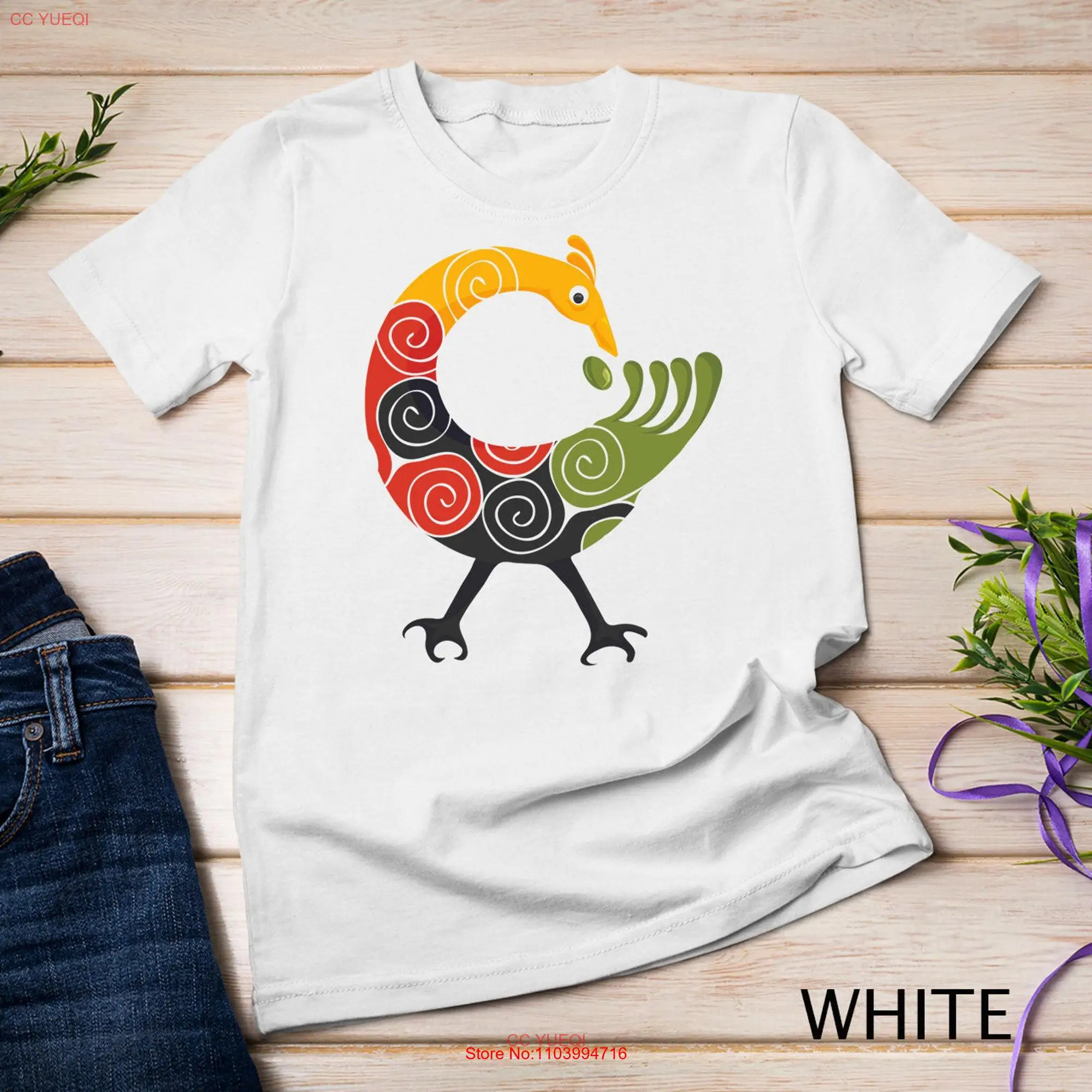 Sankofa Bird Adinkra Art in Pan African Colors T Shirt SweaT long or short sleeves