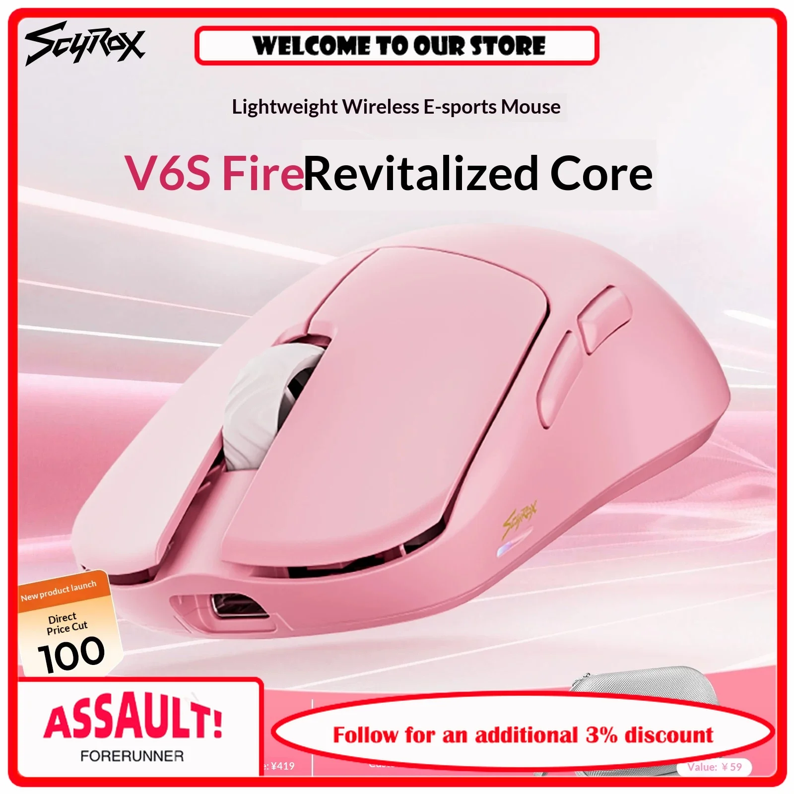 Scyrox V6s Lightweight Wireless Gaming Mouse with Small Handheld 8K Original 3950 Processor