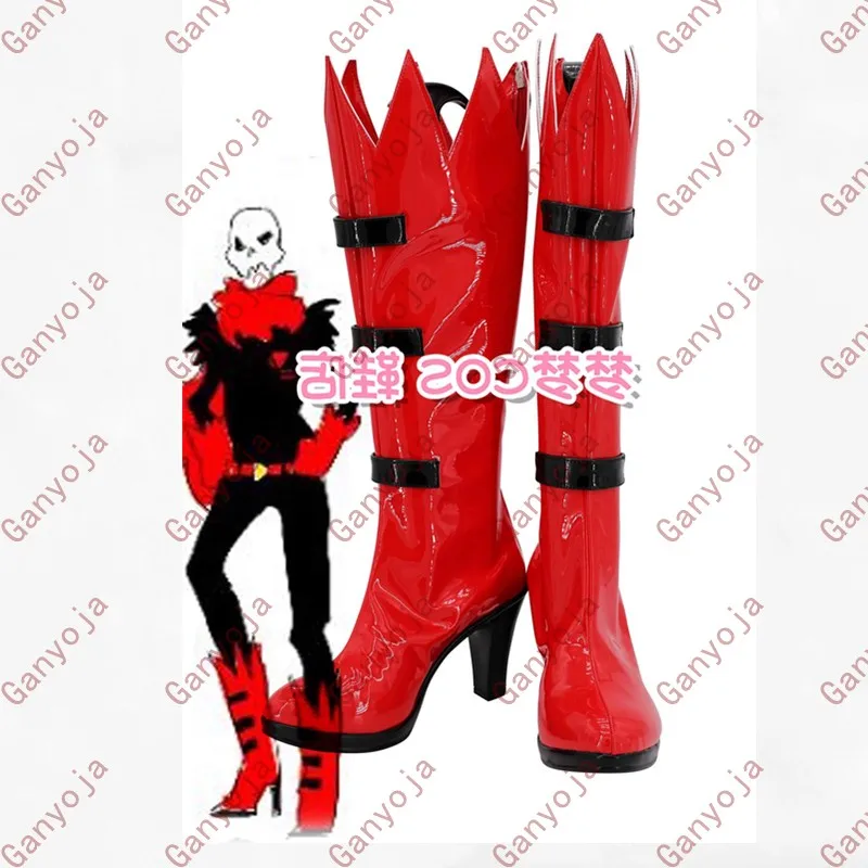 

Undertale Characters Underfell Papyrus Cosplay Shoes Costume Boots Red Faux Leather Boots