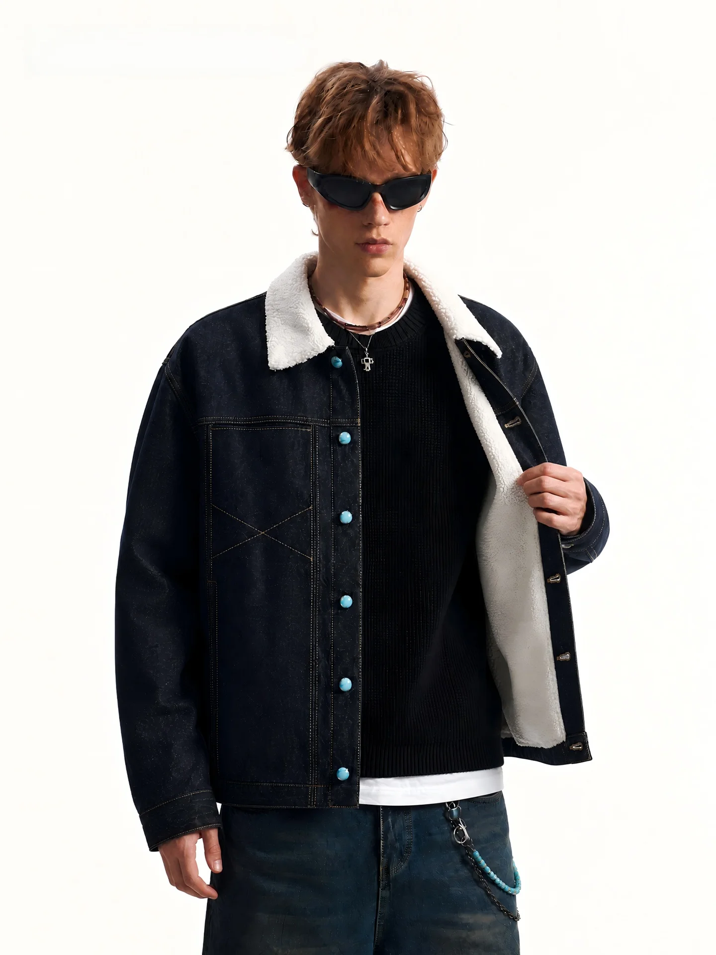 SDMADE Retro American Lamb Velvet Cotton Workwear Jacket Thickened Short Style for Men And Women Winter Warm Cardigan Coat