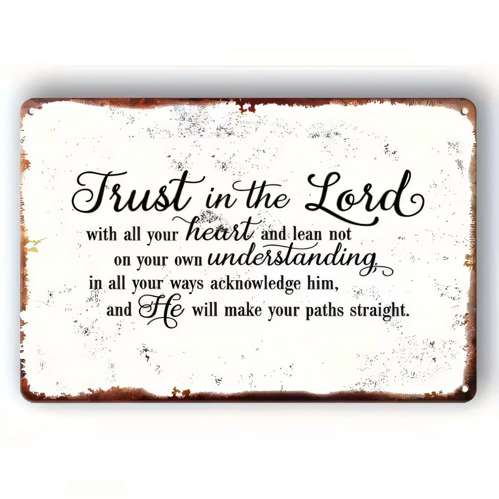 Tin Sign Trust in the Lord Vintage Religious Metal Plaque Wall Art Decor For Church Home Sanctuary Bible Verse Typography Rustic