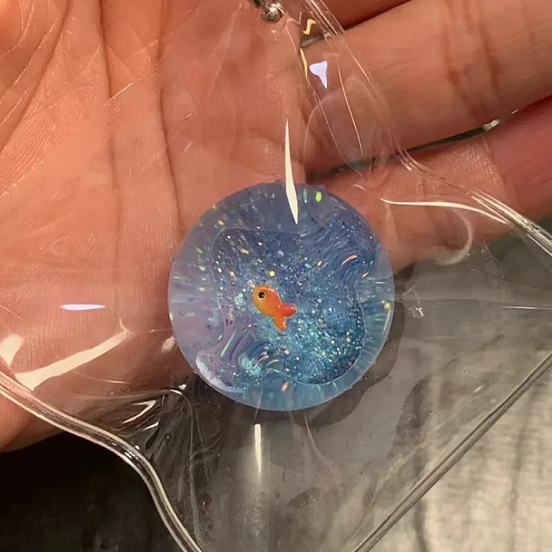 Ocean Planet Goldfish Squishy Toy Shiny Filler Stress Relief Squeeze Fidget Bag Charm