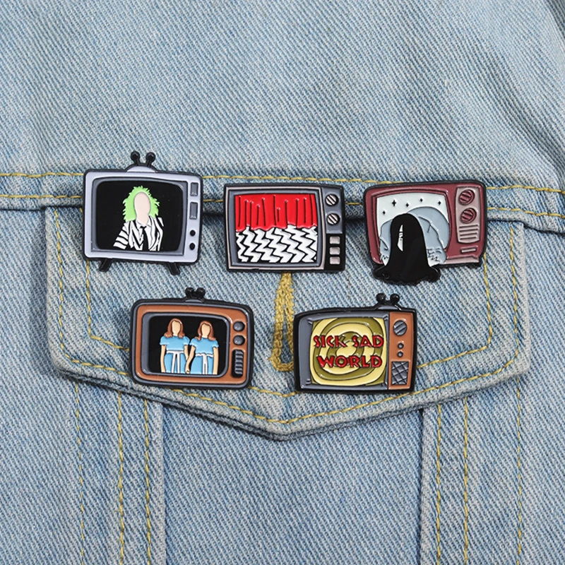 Brooch Custom Twins Television Pines Lapel Badges Punk Gothic Jewelry Gift for Fans Friends Horror Movie TV Series Enamel