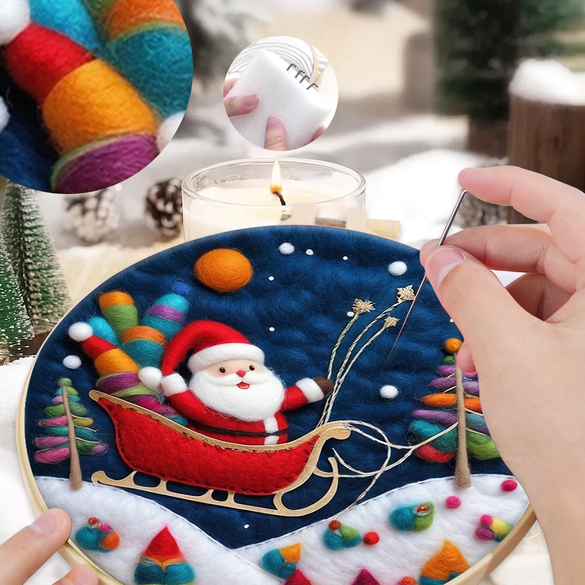 

SDOYUNO Wool Felt Painting Santa Claus Christmas Gift Wool Felt Accessories Cross Stitch Wool For Knitting Diy Craft Supplies