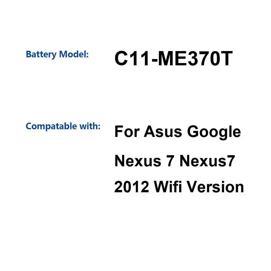 

For Asus Google Nexus 7 2012 Wifi Version Fast Charging Tablet Battery Reliable Replacement C11-ME370T 4325Mah