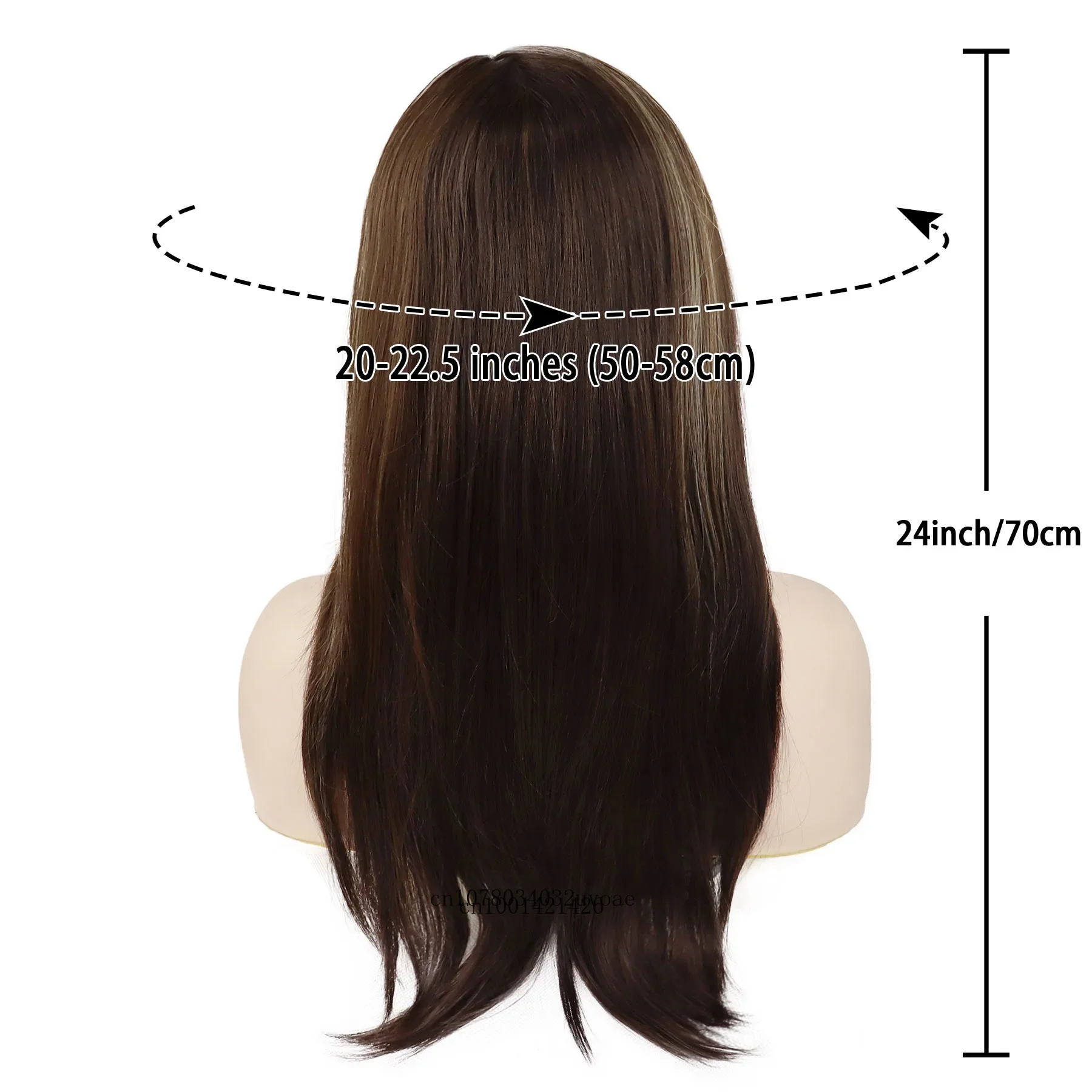 Synthetic Long Straight Wig for Women Brown Mix Blonde Highlight Wig Natural Soft Elegant Wigs with Bang Daily Cosplay Halloween