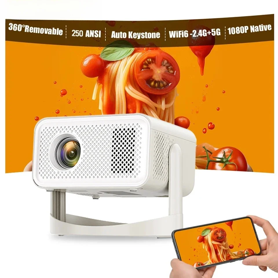 

250ANSI HT23 Plus 4K Portable Projector 1080P Manual Focus Keystone Correction Android 11 BT5.1 WIFI6 360° Home Cinema