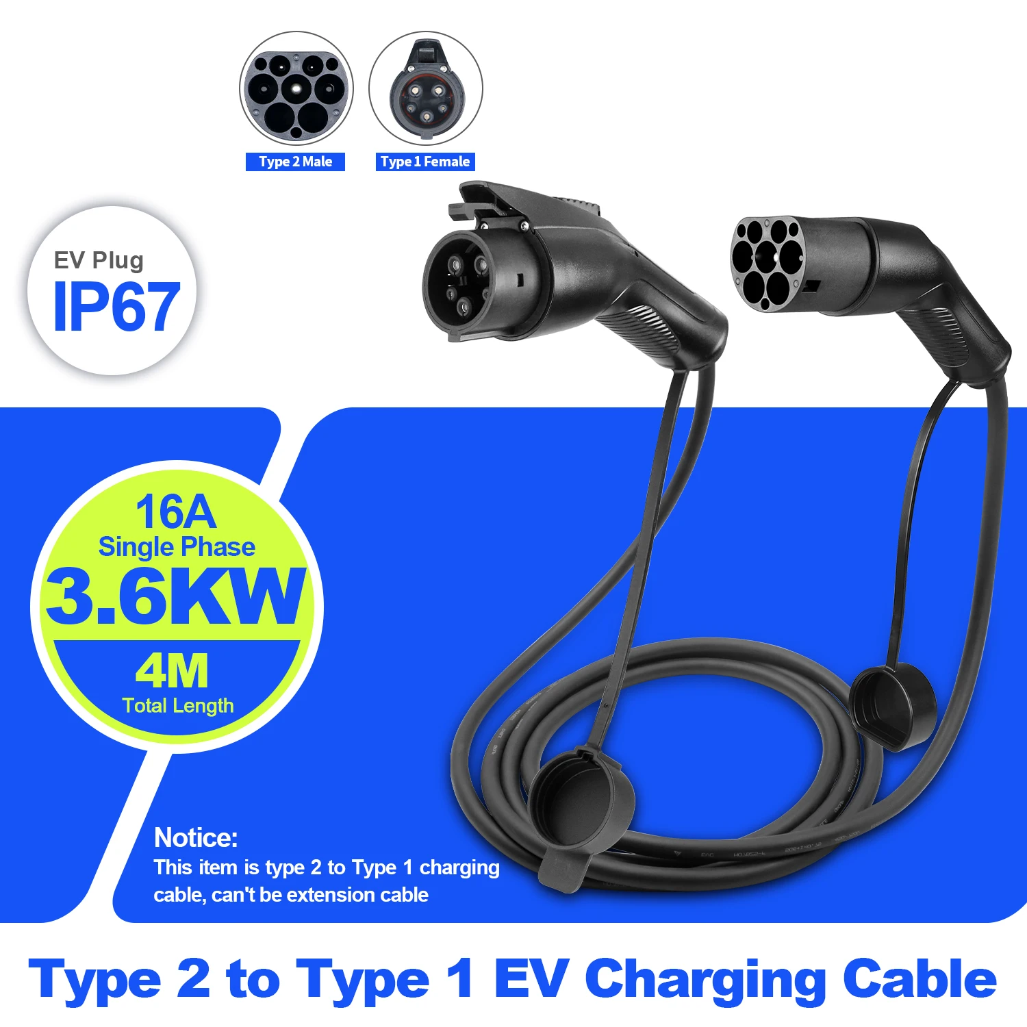 

Кабель для зарядки электромобилей Kolanky 3,6 кВт, тип 2, кВт, тип 1, 16 А, 1 фаза, зарядное устройство для электромобиля, кабель для зарядки электромобилей для США Type1 J1772 4 м