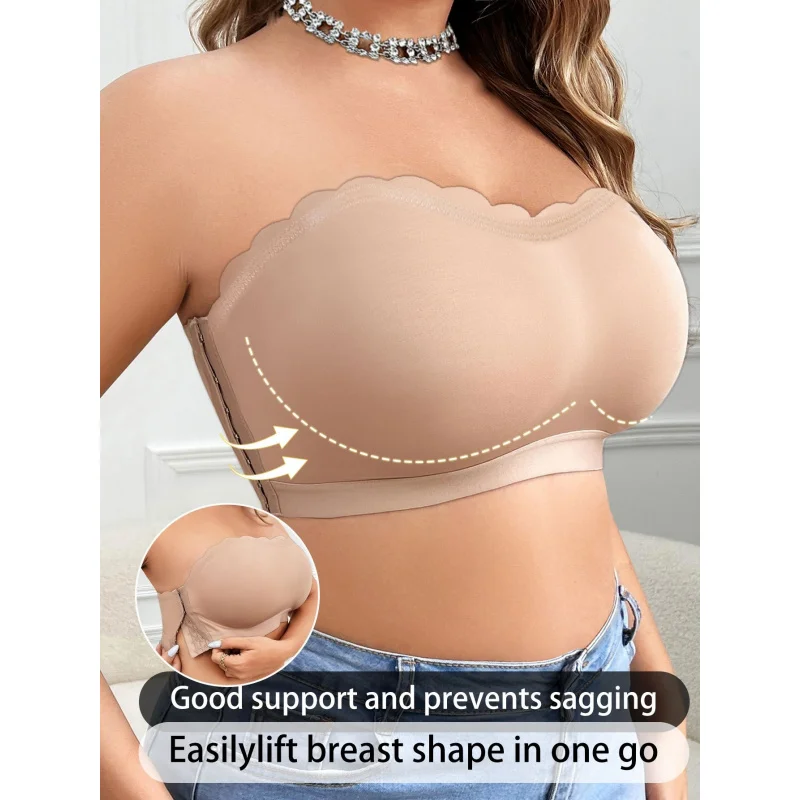 

Plus Size Women's Strapless Side Bralette - Wire-Camisole Casual Comfortable Bra