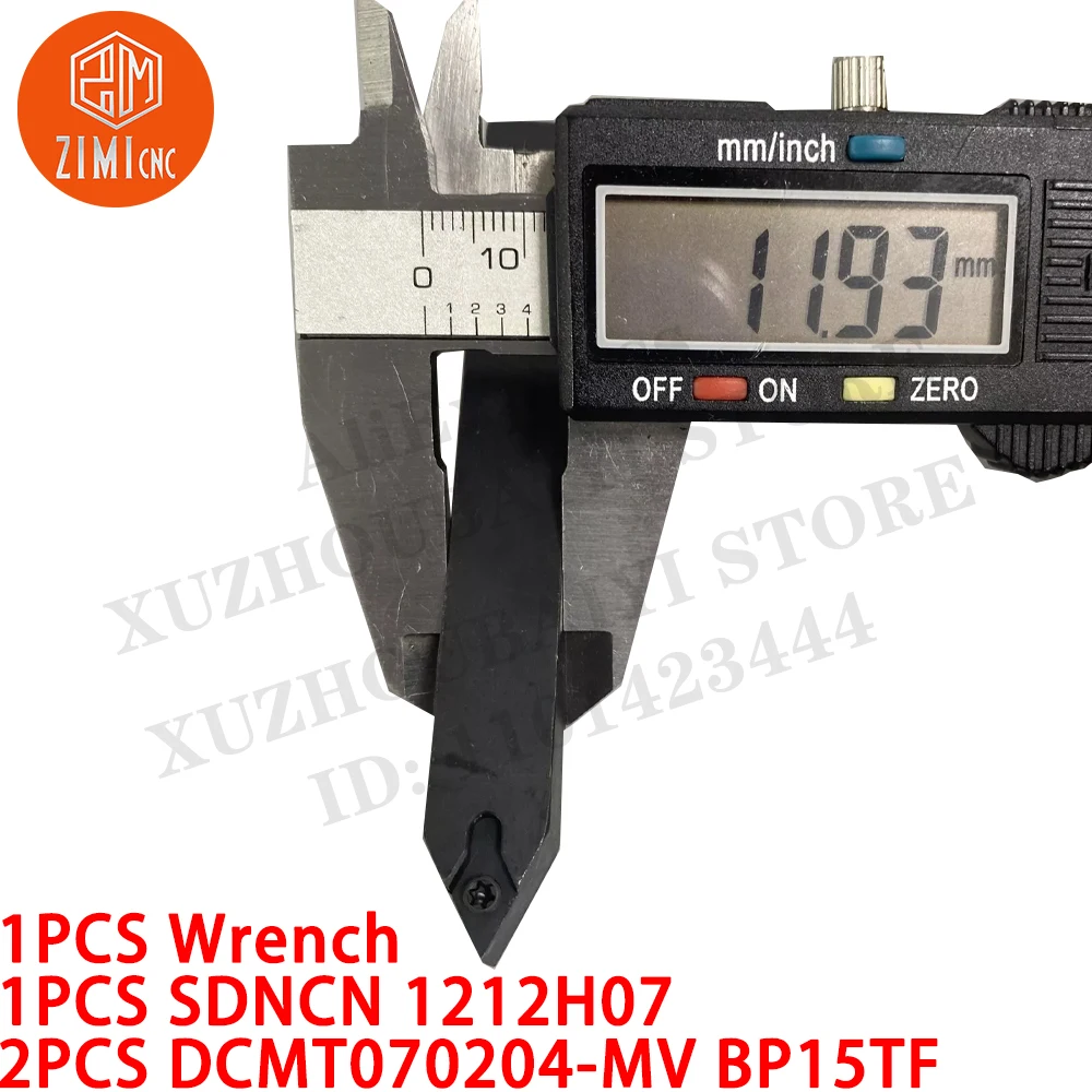 1PCS SDNCN 1212H07 turning tool holder + 2PCS DCMT070204-MV BP205 Carbide Inserts CNC tools metal lathe mechanical cutting tools
