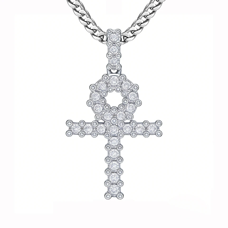 

VANAXIN Iced Out Hip Hop Cross Pendant Necklace for Women Men Black Cubic Zirconia Exquisite Bling Jewelry Fashion Trendy