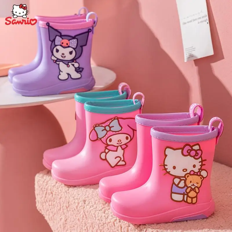 Kawaii Sanrios Hello Kittys Cinnamoroll My Melody Cartoon Cute Boy Girl Anti-Skid Water Boots Outdoor Wear-Resistant Rain Boots