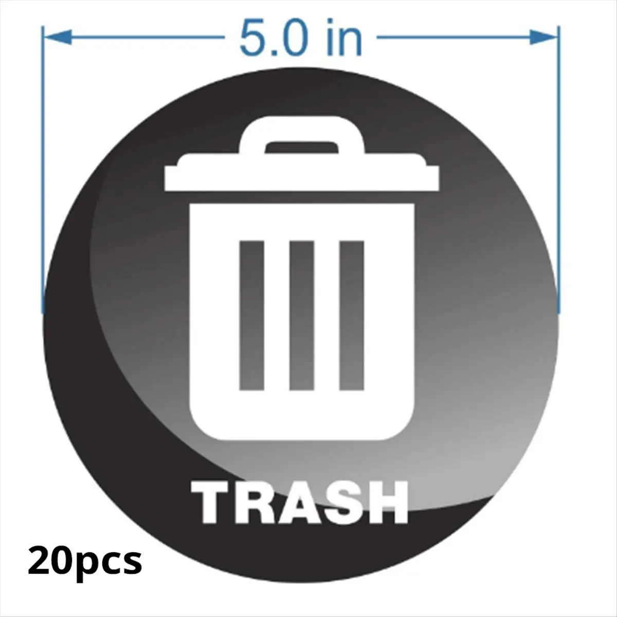 N94R 20pcs 5 Inch Special Trash Can Sticker Logo Waterproof Sticker