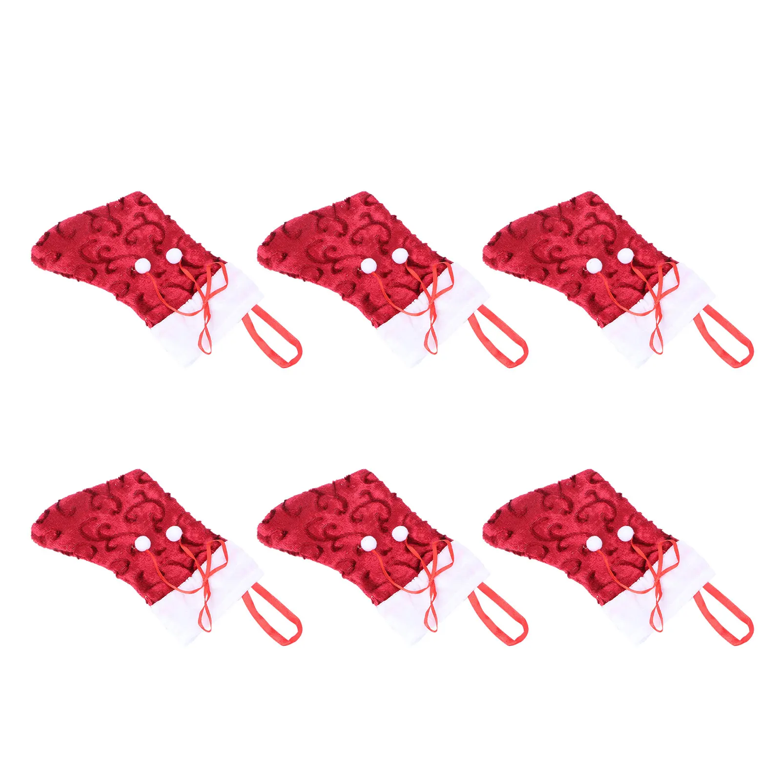 

6Pcs Christmas Stockings Red White Gift Bags Sequins Decor Xmas Hanging Socks Home Decoration Candy Pouches Christmas Stocking