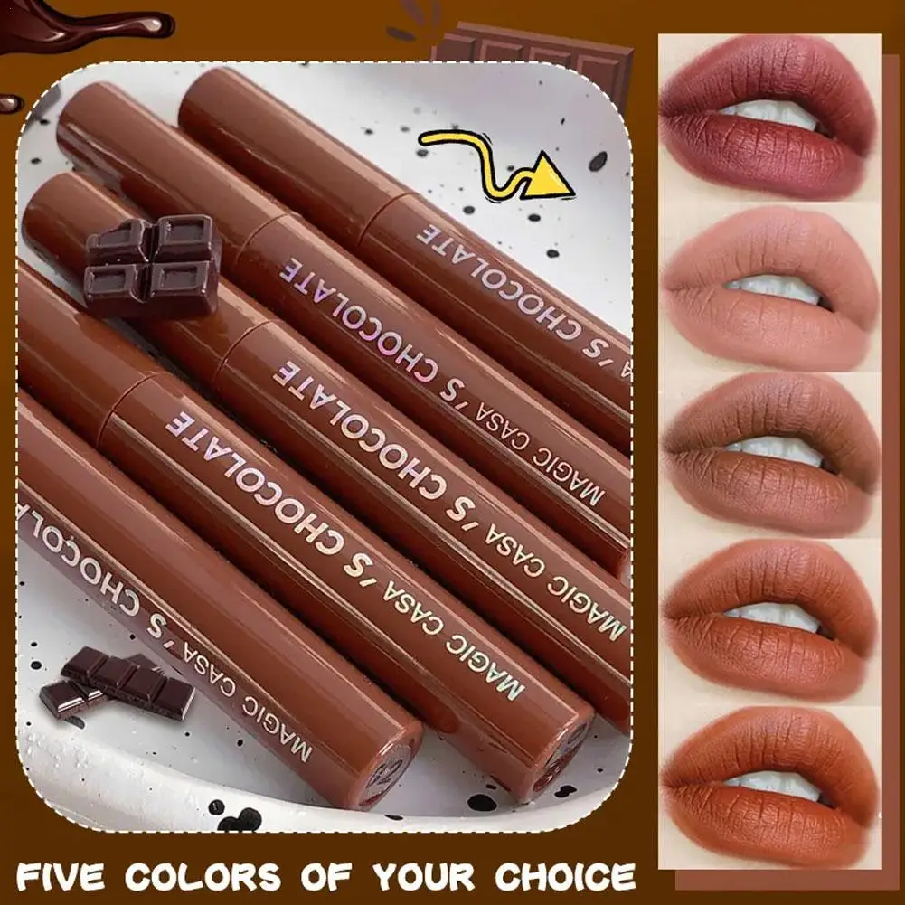 

1pcs Matte Velvet Lip Gloss Waterproof Liquid Lipstick Nude Brown Lips Tint Mud Makeup Latte Coffee Lip Glaze Cosmetics