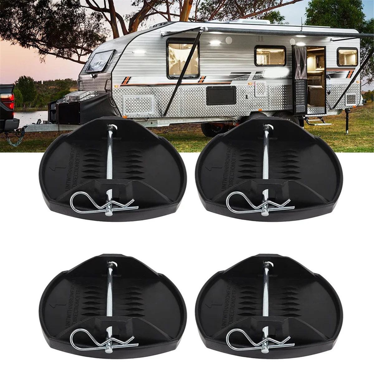 

4pcs Universal Caravan Jack Pads Leveller Wheel Foot Leg Support Jacking Lift Pad Support Stand Adapter for Trailers