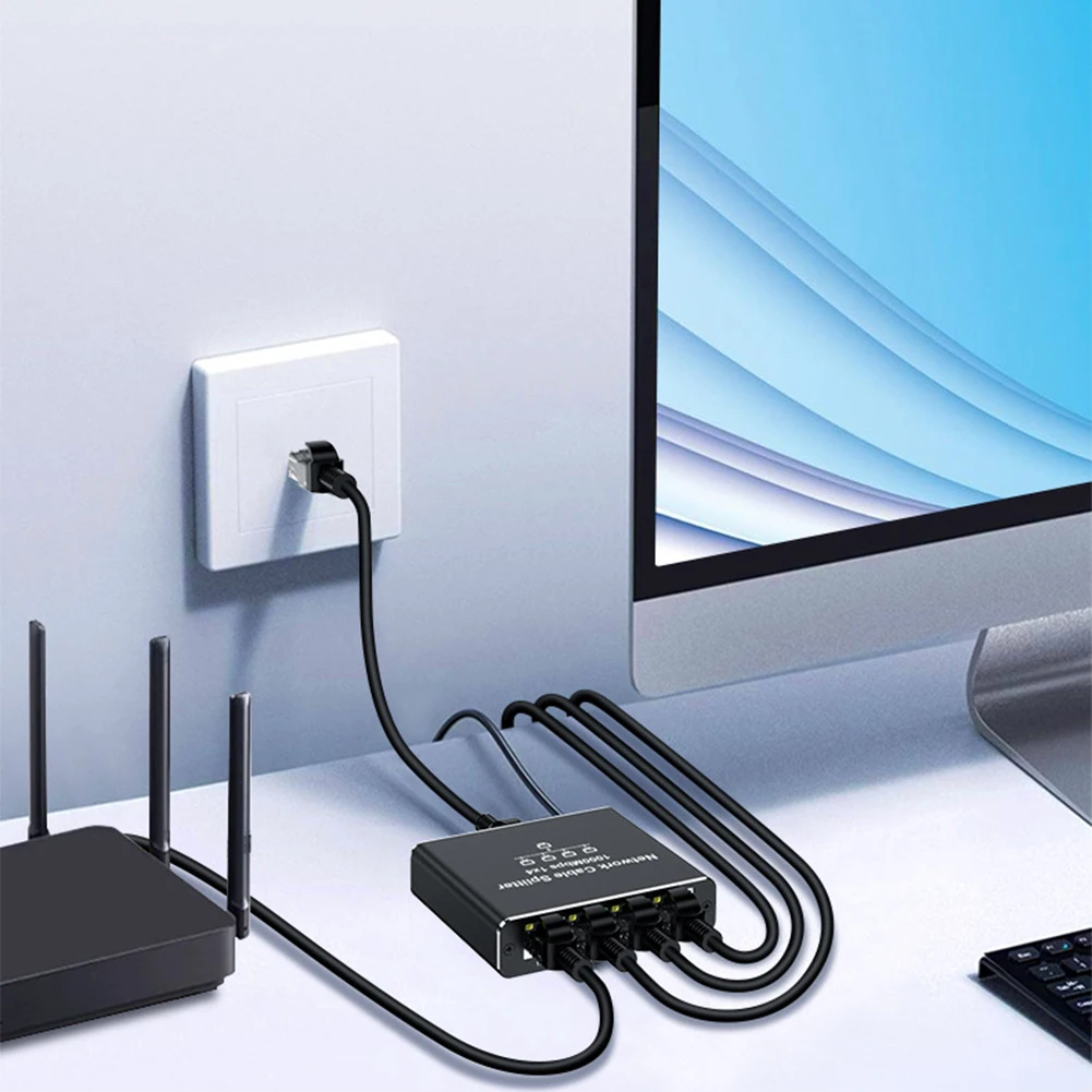 1 ～ 4 LAN スプリッター高速 1000Mbps インターネット スプリッター アダプター 4 台のデバイスを同時にネットワーキング Cat5/5e/6/7/8 ケーブル用