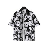 2025 Summer Men's Panda Hawaiian Shirts Loose Breathable 3d Printed Short Sleeve Beach Casual Shirts Hip Hop Streetwear