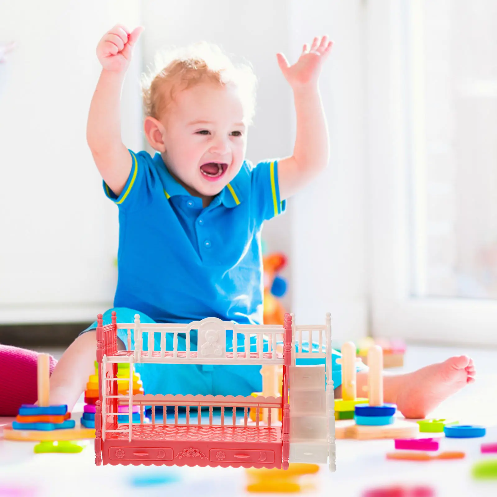 

2 комплекта миниатюрных двухъярусных кроватей для кукольного домика, мебель для маленькой спальни, аксессуар для детских ролевых игр, декор для мини-кровати