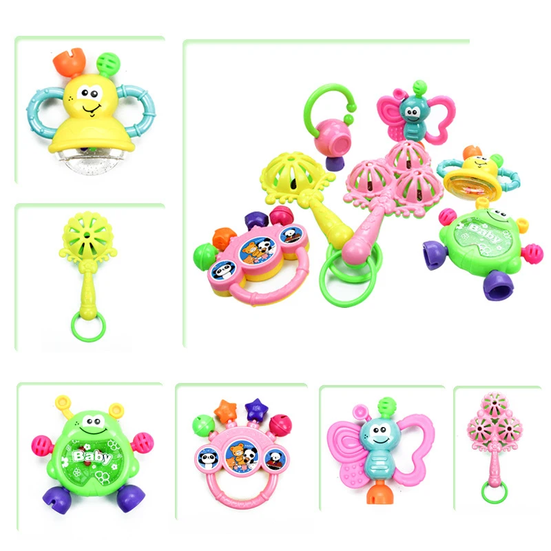 7Pcs Infant Baby Toys Rattles Newborn Baby Hand Bell Developmental ABS Baby Toys 0-12 Months