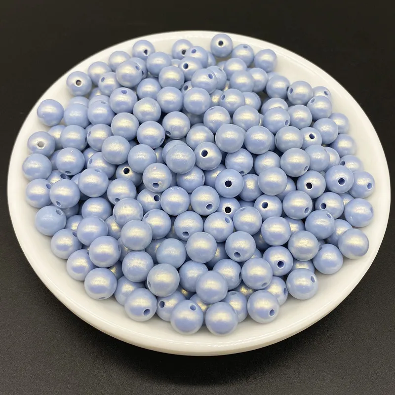 50pcs Matte Round Acrylic Beads Straight Hole Loose Spacer  Necklace Bracelet Pendant Earrings Jewelry Making DIY