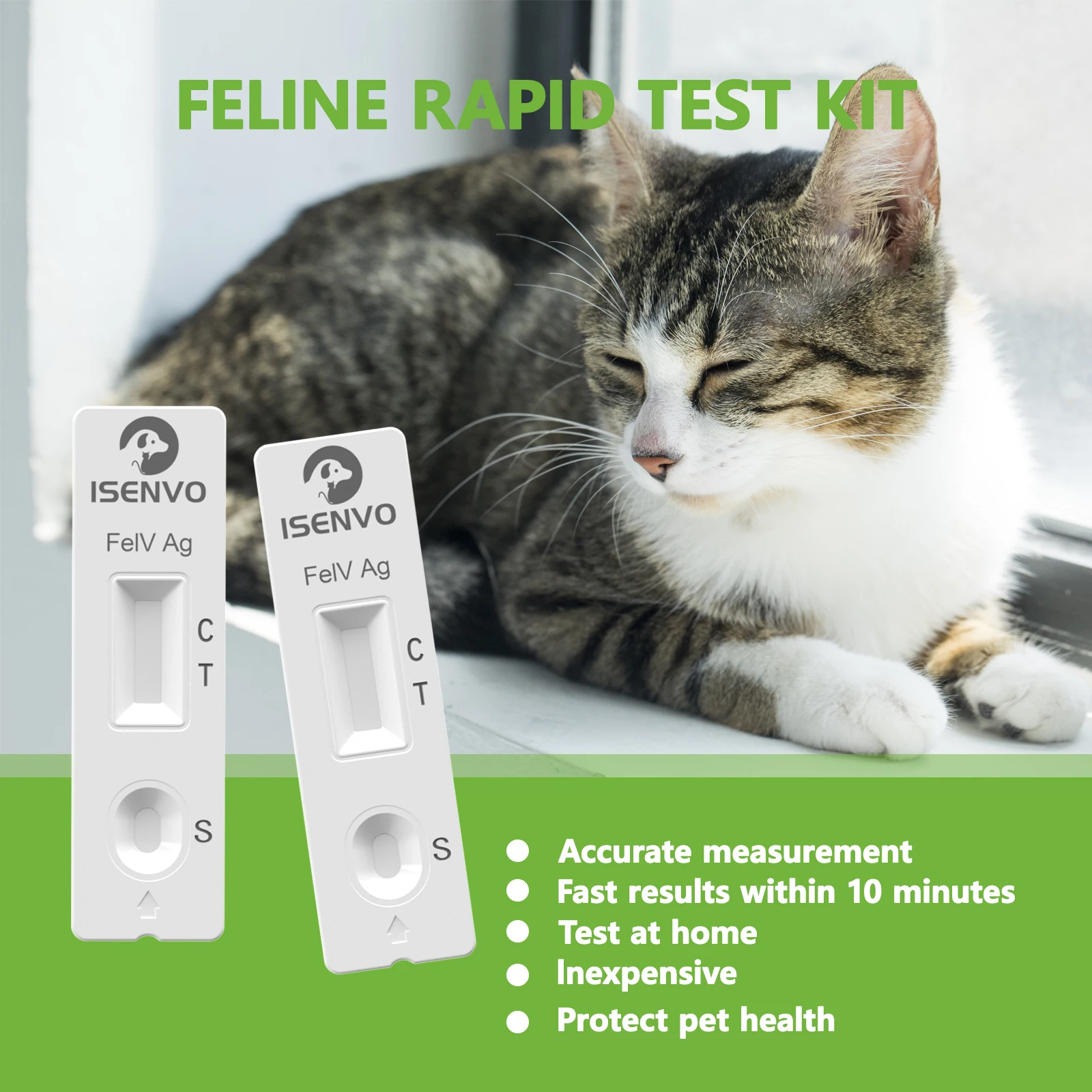 2 Pcs FeLV-Feline Leukemia Virus Ag Rapid Test Kit Home Health Test For Cats Kitten