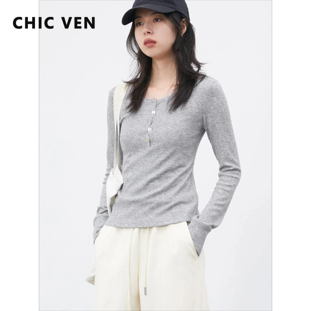 

Модные корейские женские пуловеры CHIC VEN: однотонные, с круглым вырезом, облегающие, базовые, с декоративными вставками, трикотажные, для весны-лета 2026 года