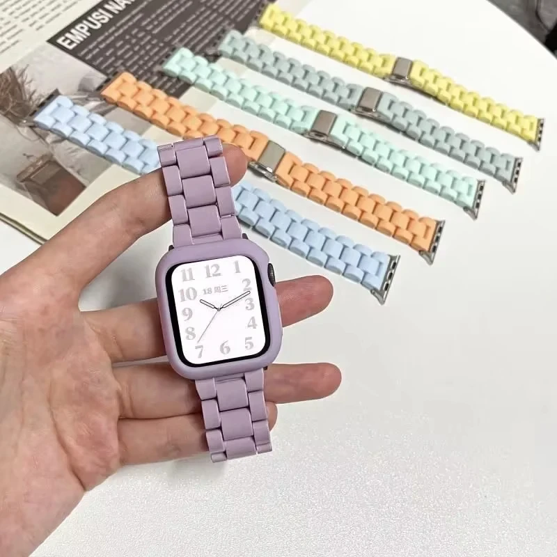 Watch strap+Case+glass For apple watch band 44mm 40mm 38/42mm Candy bracelet iwatch ultra2 49mm serie 9 8 7 6 5 4 3 Se 41mm/45mm