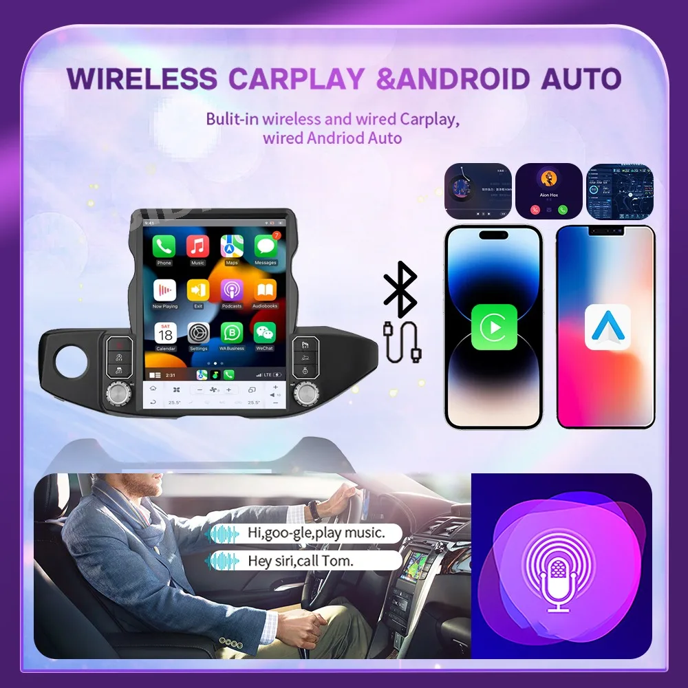 Wireless CarPlay For Jeep Wrangler JL Gladiator 2018-2024 Car Radio Multimedia Android14 Auto Tesla Screen Player4G Bluetooth5.0